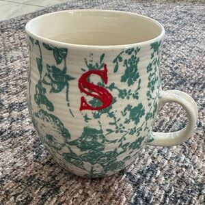 Anthropologie Monogrammed Mug with Red S